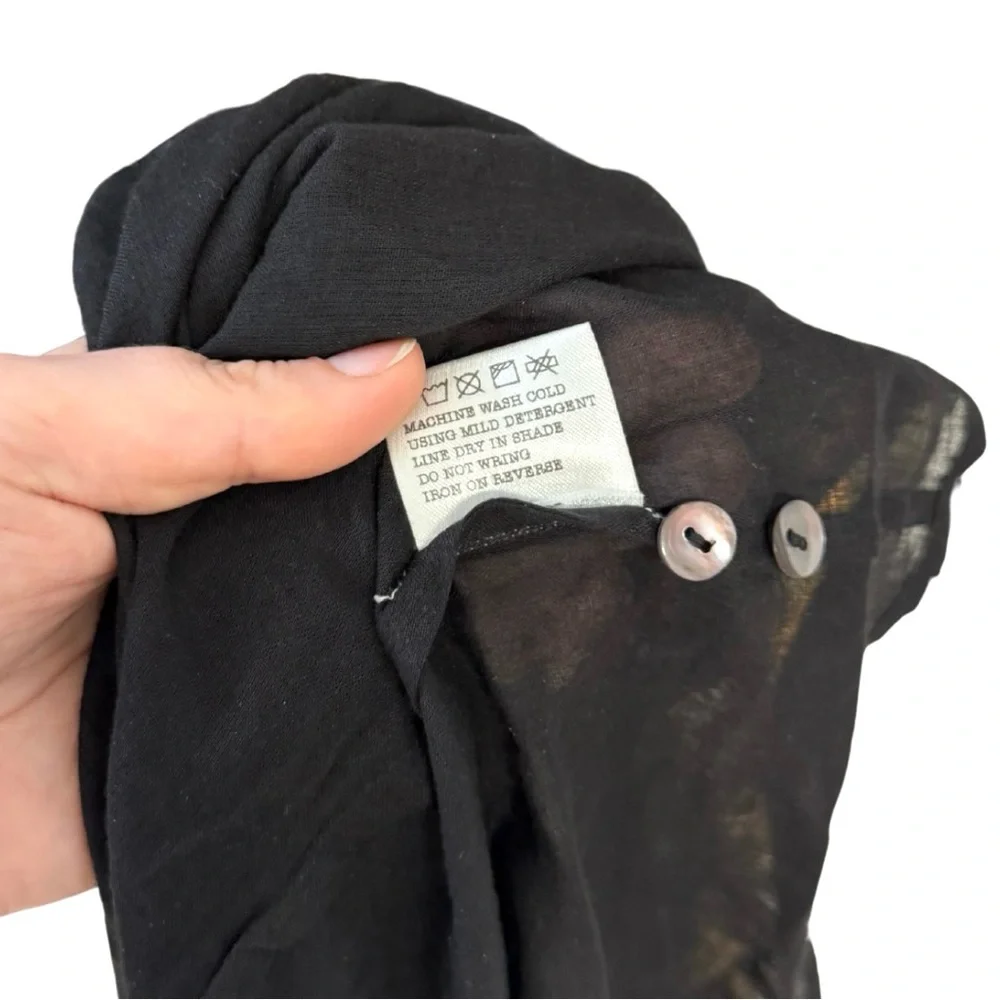 Olivia James the Label Lydia Long Sleeve Fall Floral Midi Dress Black Viscose - Picture 8 of 8